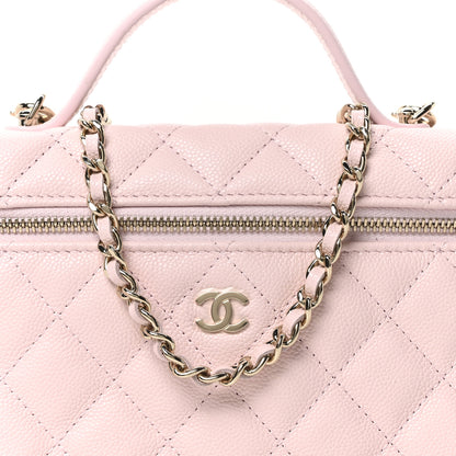 Chanel Caviar Quilted Top Handle Slim Vanity With Chain Light Pink 8 of 11