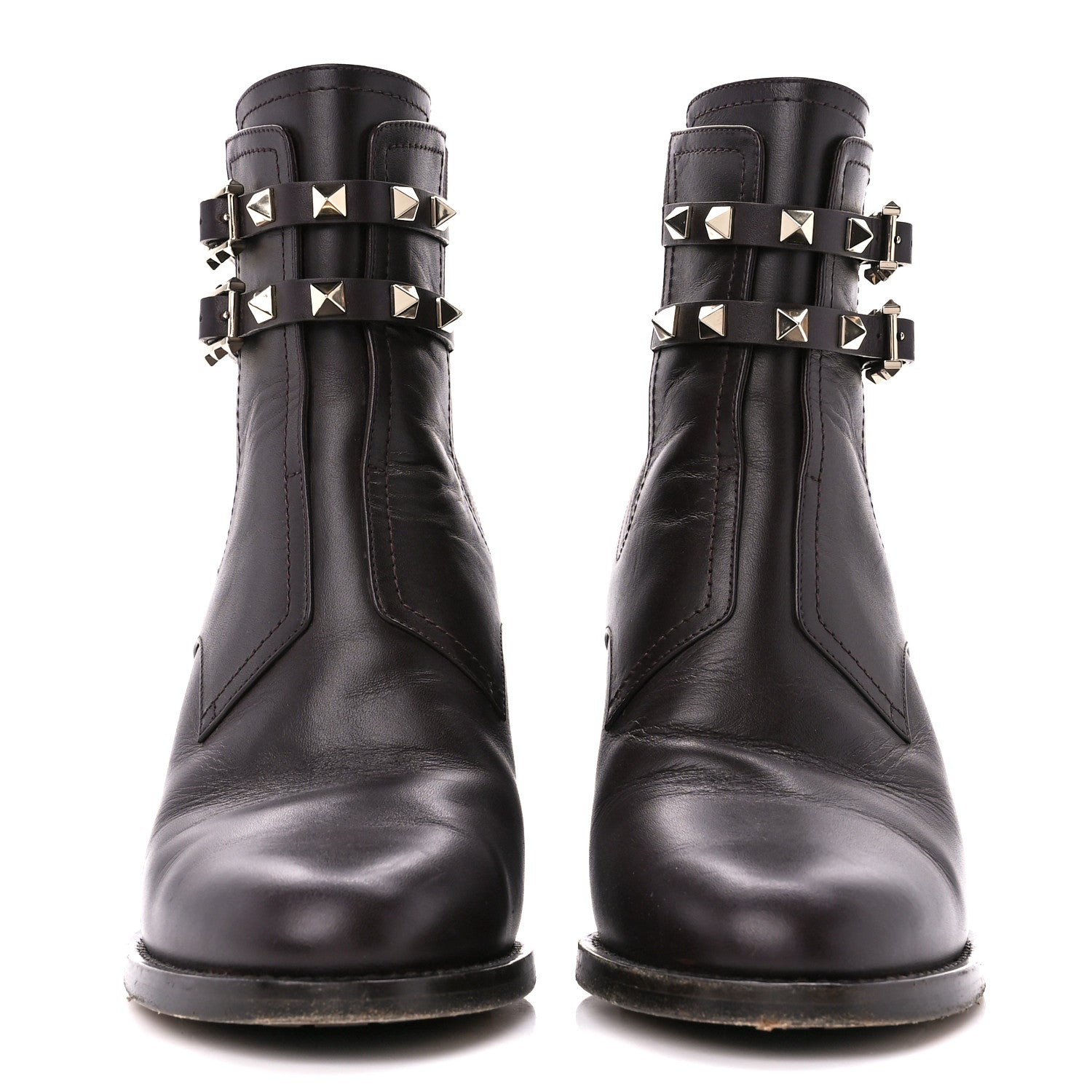 Valentino Garavani Calfskin Rockstud Double Buckle Beatle Chelsea 70mm Ankle Boots 38 Black 2 of 11