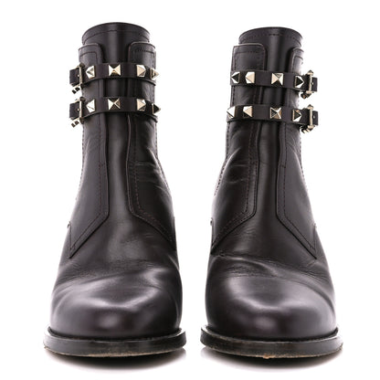 Valentino Garavani Calfskin Rockstud Double Buckle Beatle Chelsea 70mm Ankle Boots 38 Black 2 of 11