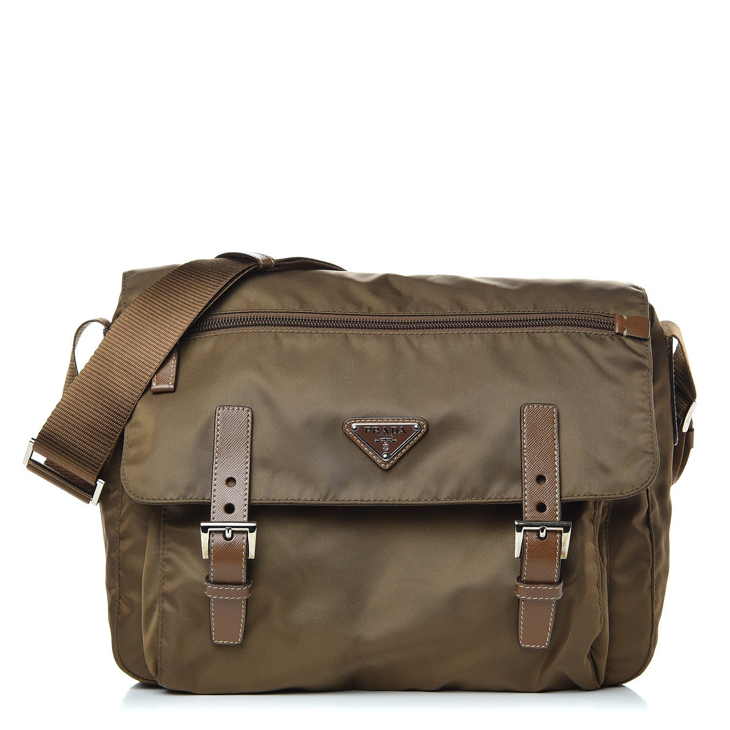 Prada Tessuto Nylon Saffiano Vela Messenger Bag Bruciato 1 of 8