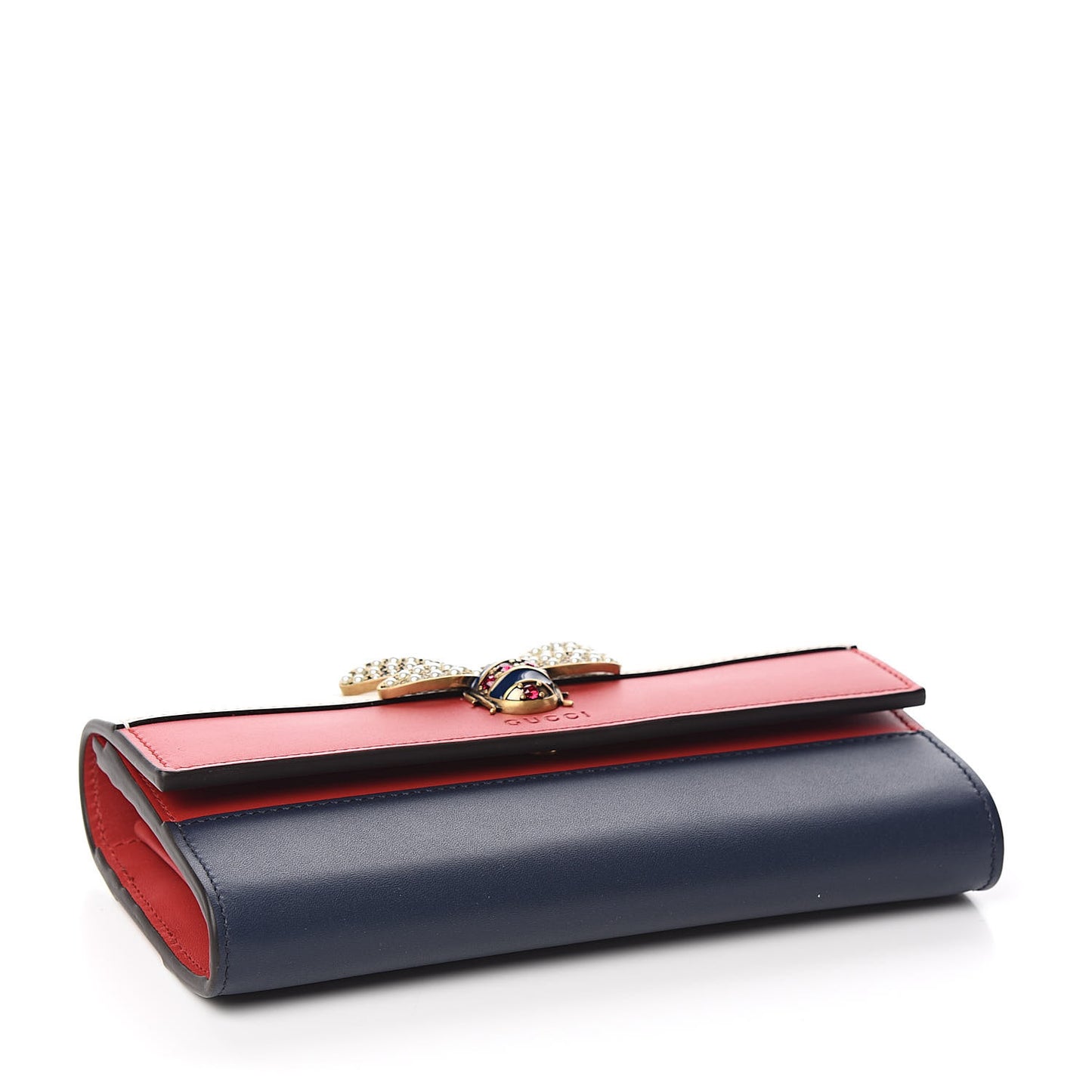Calfskin Queen Margaret Flap Wallet Blue Agata Hibiscus Red Mystic White
