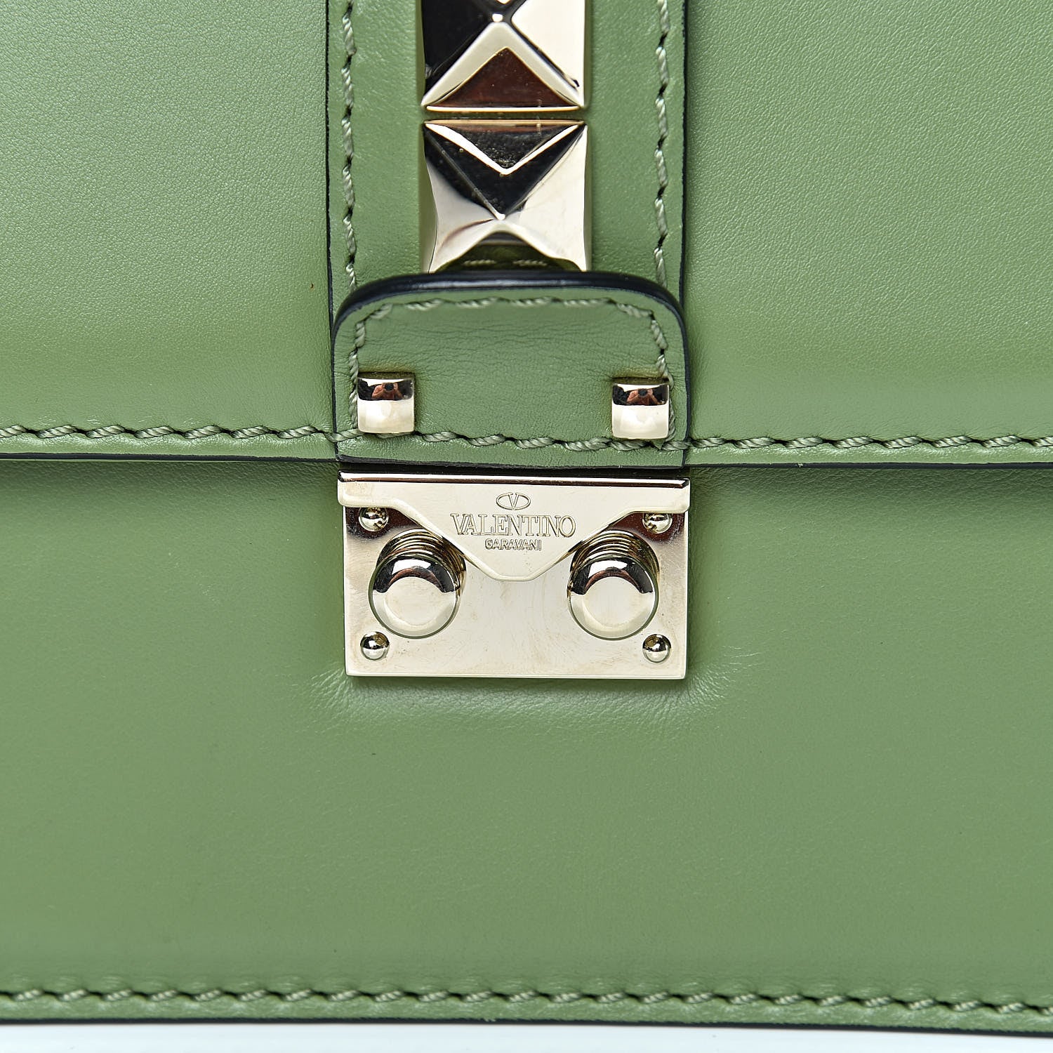 Valentino Garavani Vitello Small Glam Lock Rockstud Flap Green 11 of 11