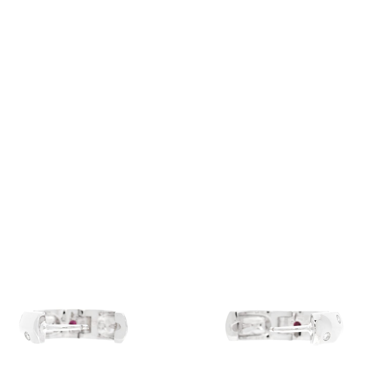18K White Gold Diamond Huggie Hoop Earrings