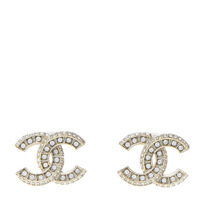 Chanel Crystal Timeless CC Earrings Light Gold 1 of 5