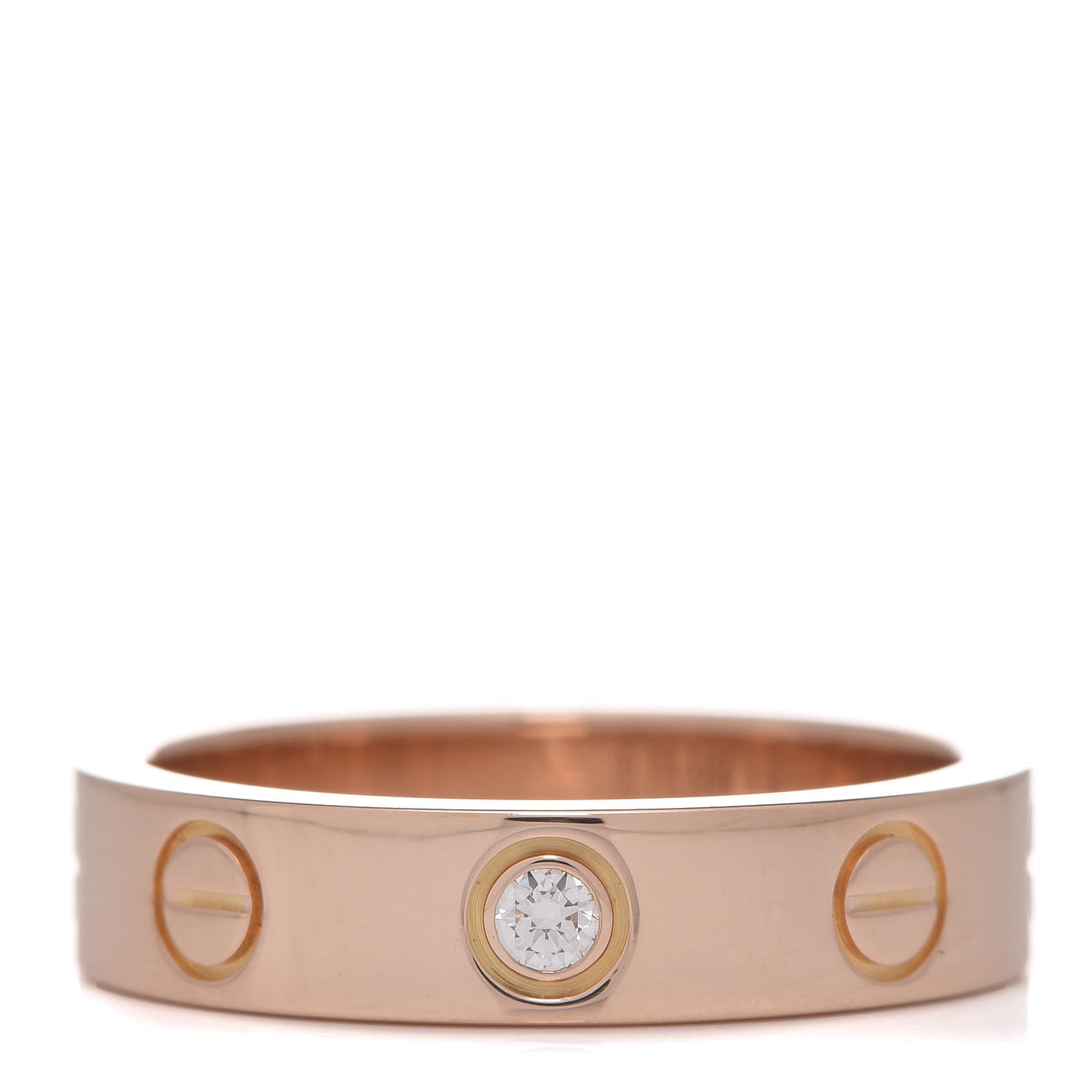 18K Pink Gold Diamond 4mm LOVE Wedding Band Ring 46 3.75