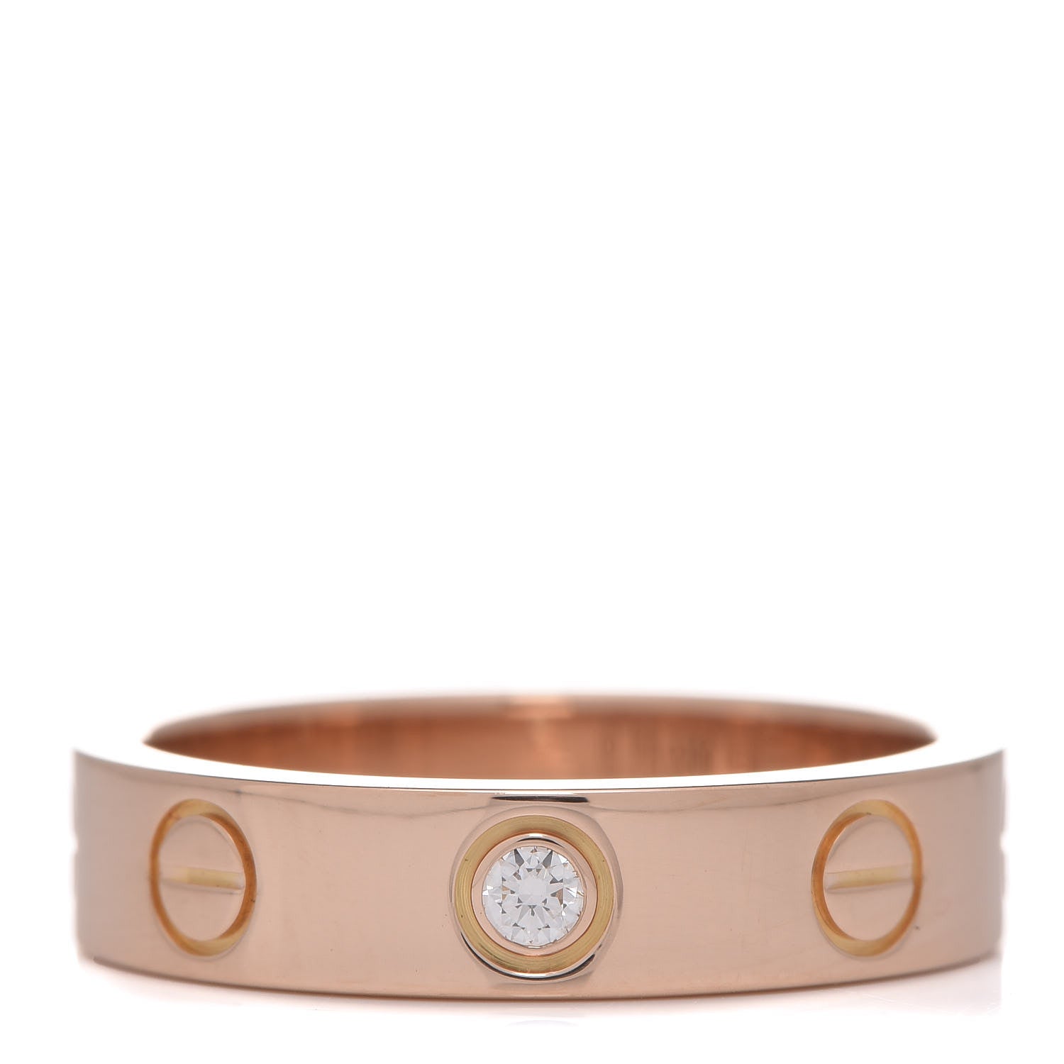 Cartier 18K Pink Gold Diamond 4mm LOVE Wedding Band Ring 46 3.75 1 of 5