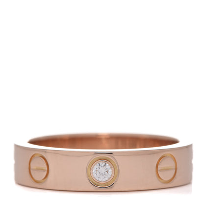 Cartier 18K Pink Gold Diamond 4mm LOVE Wedding Band Ring 46 3.75 1 of 5