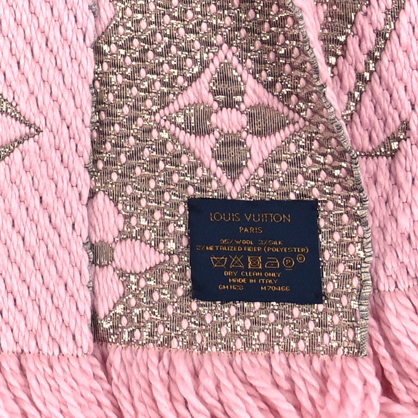 Wool Silk Logomania Shine Scarf Pink