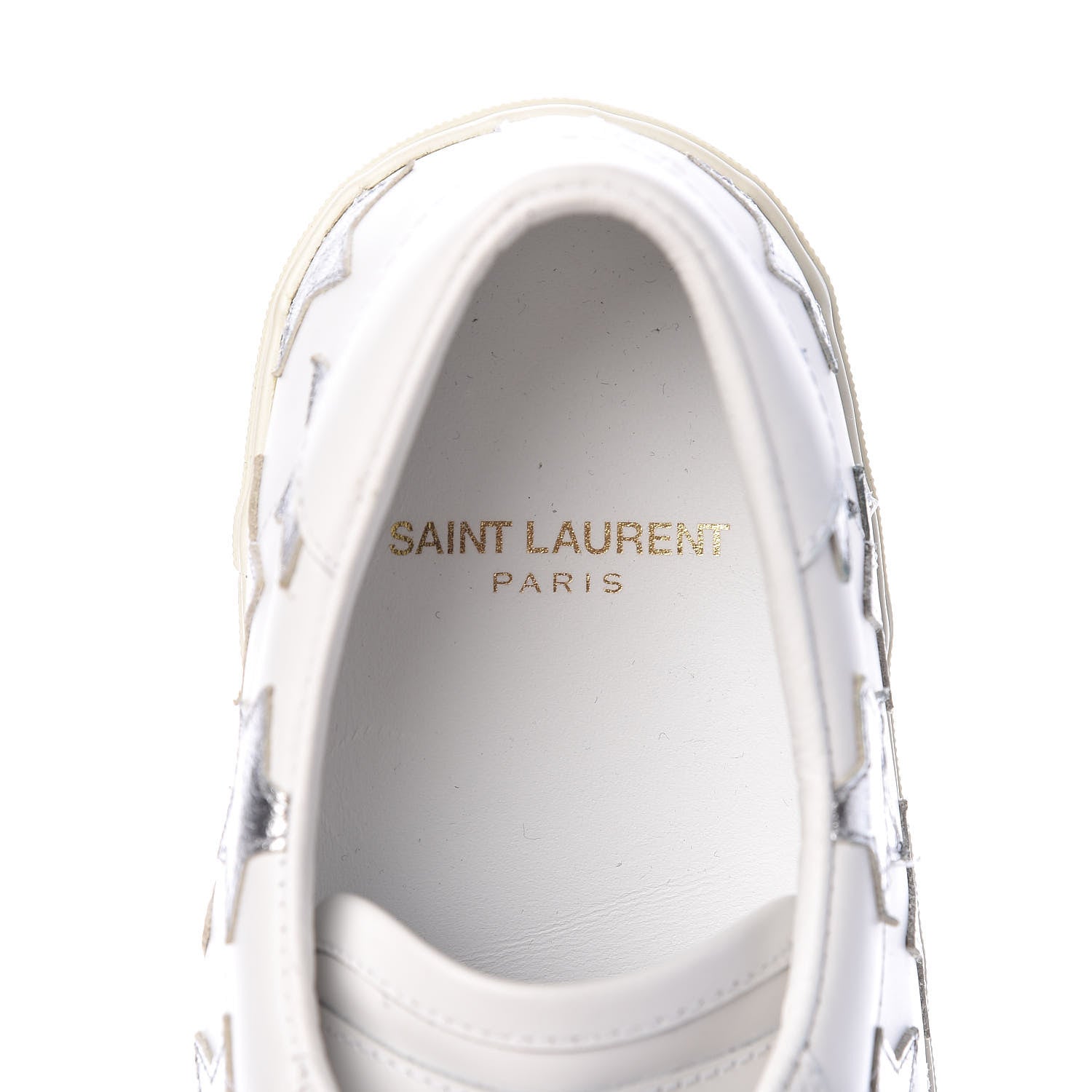 Saint Laurent Calfskin Star Court Sneakers 37.5 White Argent 9 of 11