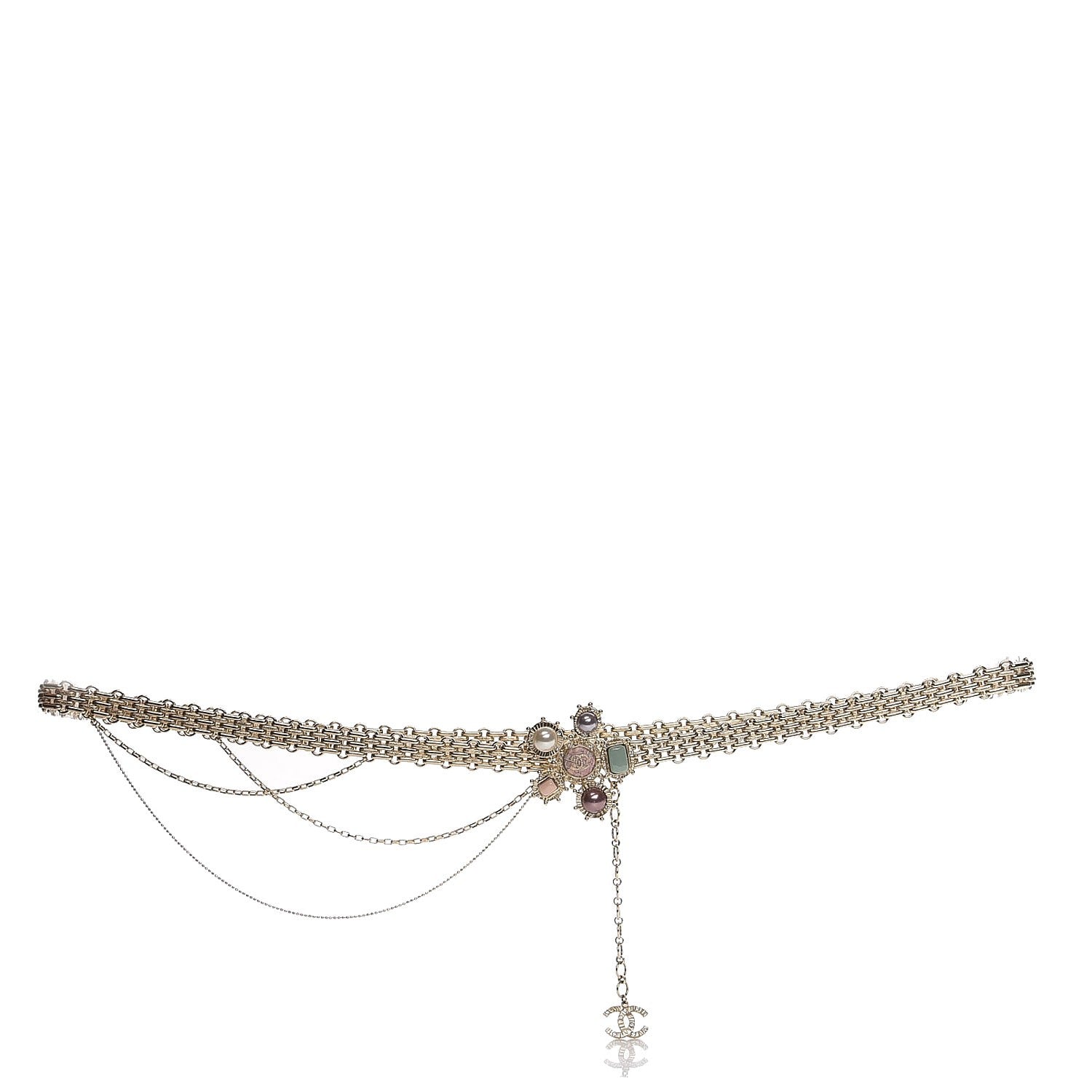 Chanel Gripoix Pearl Crystal CC Belt Gold 1 of 6