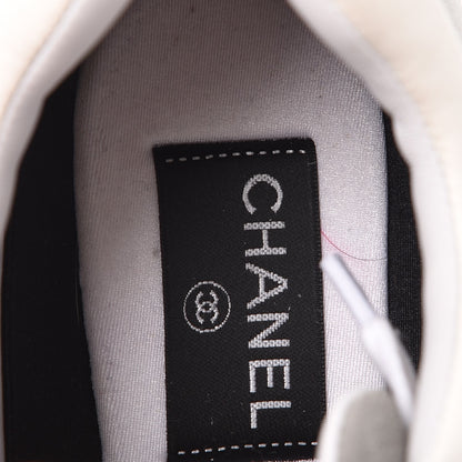 Chanel Suede Calfskin CC Sneakers 40 White Grey Pink 6 of 9