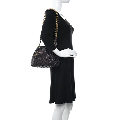 Marc Jacobs Metallic Calfskin Quilted The Kid Stam Plum 2 of 10