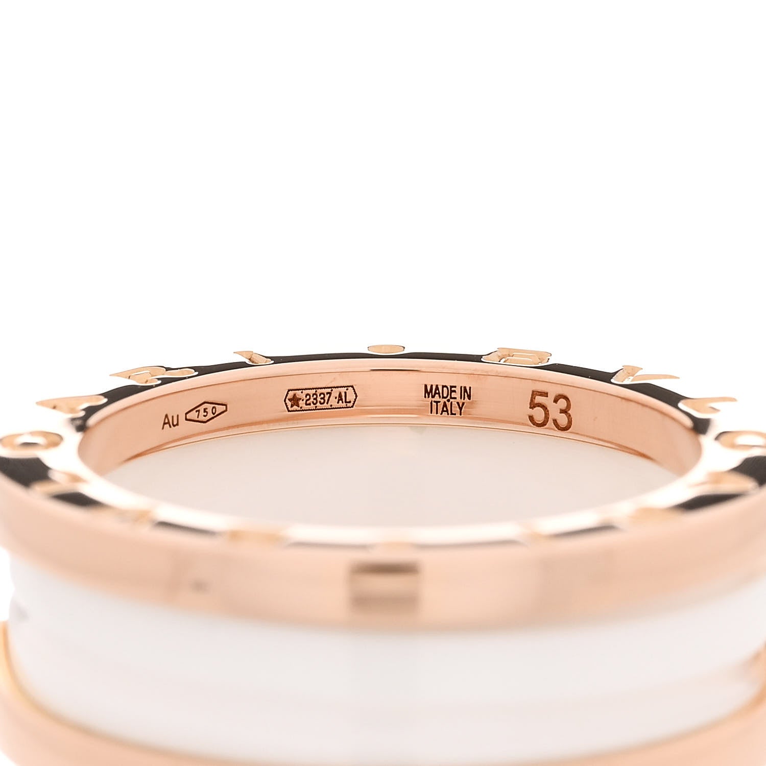 Bulgari 18K Rose Gold White Ceramic B.Zero1 Two-Band Ring 53 6.25 4 of 6