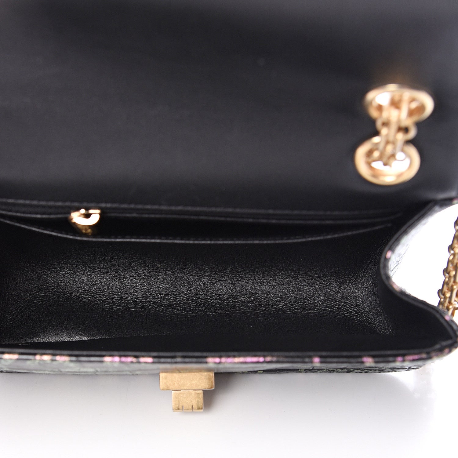 Chanel Calfskin Crocodile Embossed Graffiti 2.55 Mini Cocodile Reissue Flap Black Pink 4 of 10