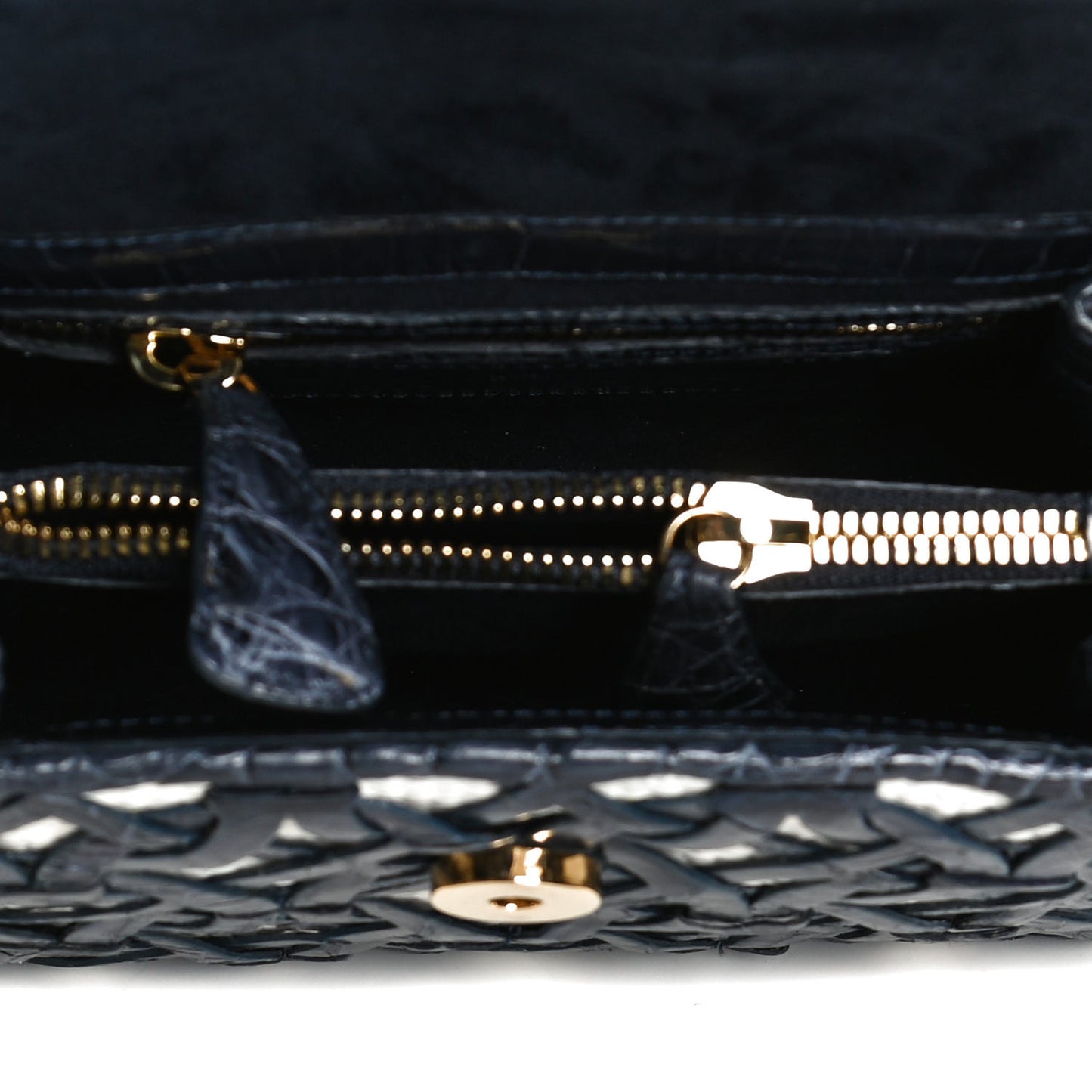 Crocodile Linen Mini Lily Top Handle Bag Blue