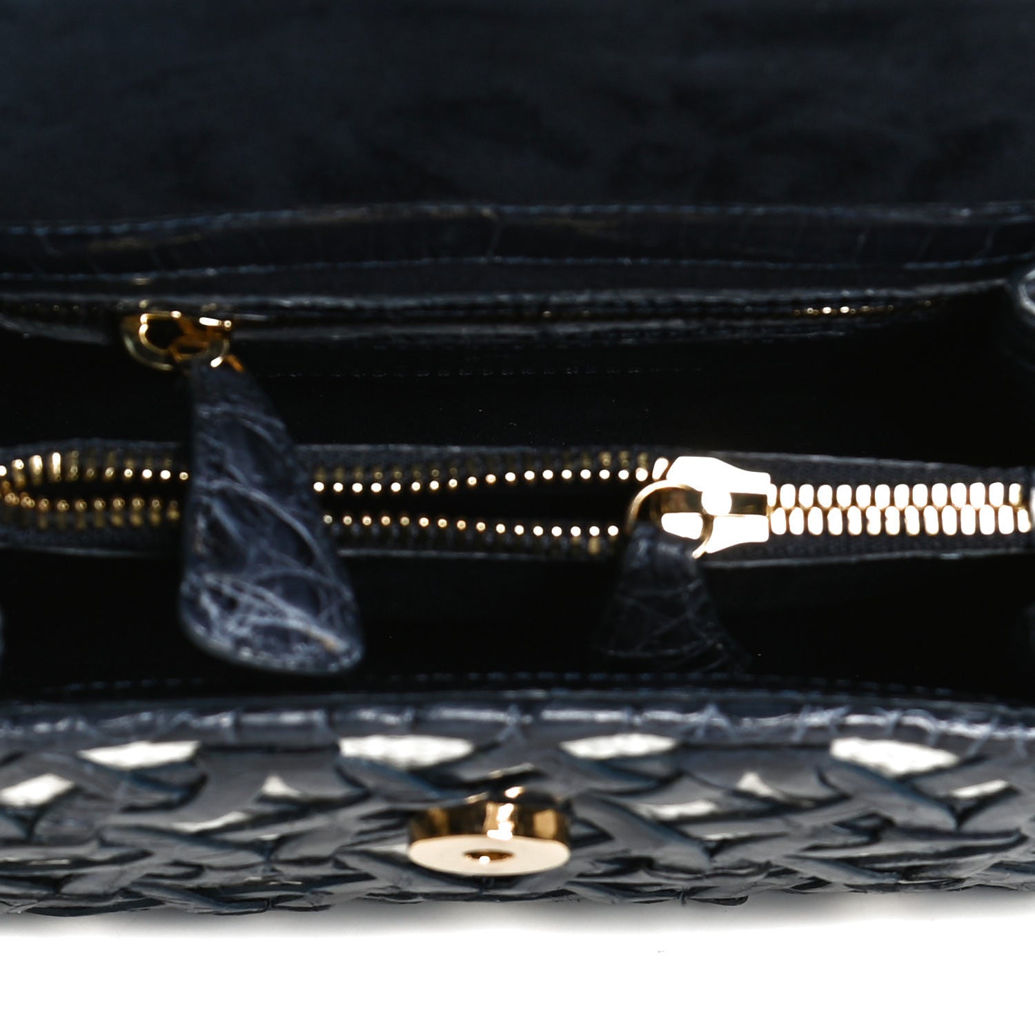 Nancy Gonzalez Crocodile Linen Mini Lily Top Handle Bag Blue 6 of 9