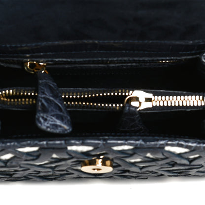 Nancy Gonzalez Crocodile Linen Mini Lily Top Handle Bag Blue 6 of 9
