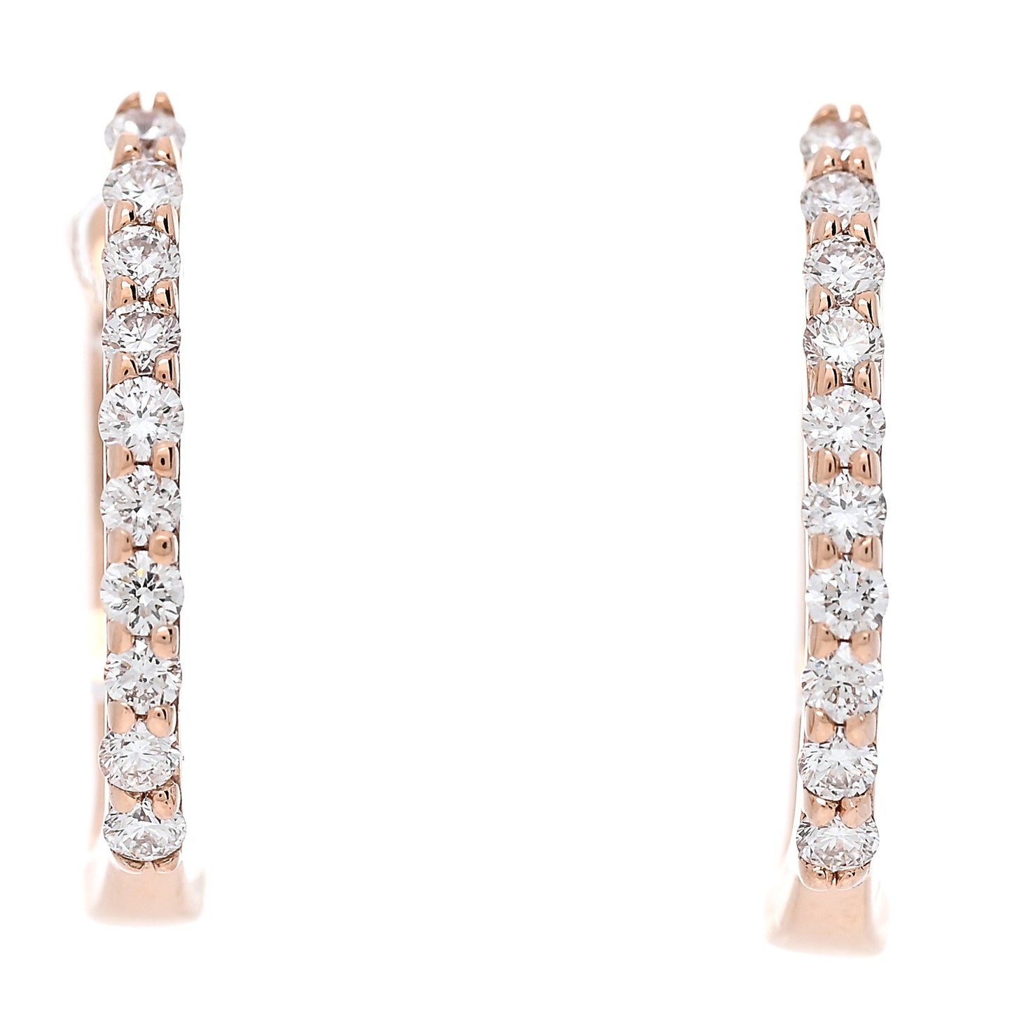 18K Rose Gold Diamond Classic Huggie Hoop Earrings