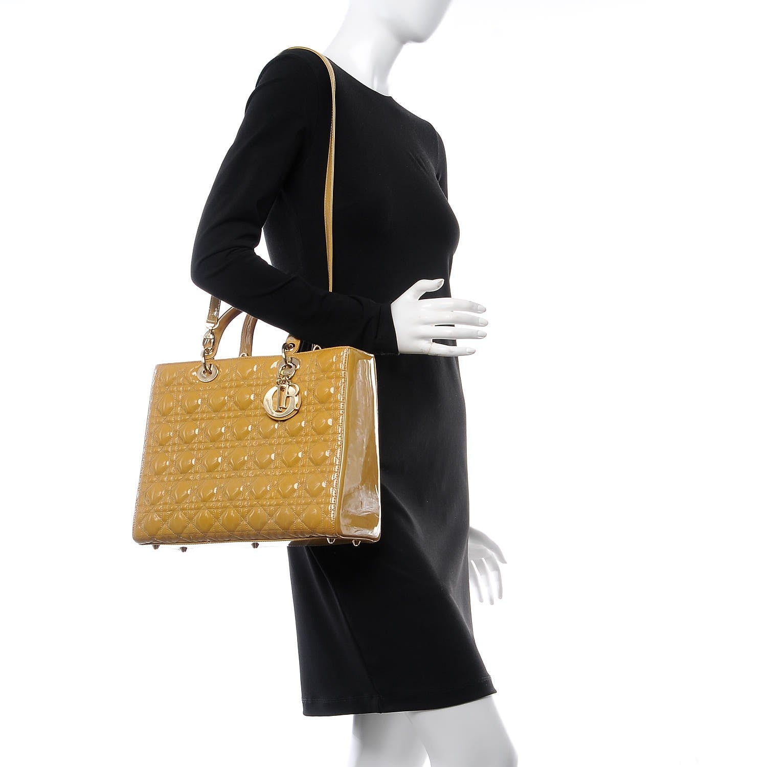 Christian Dior Patent Cannage Large Lady Dior Dark Beige 2 of 10
