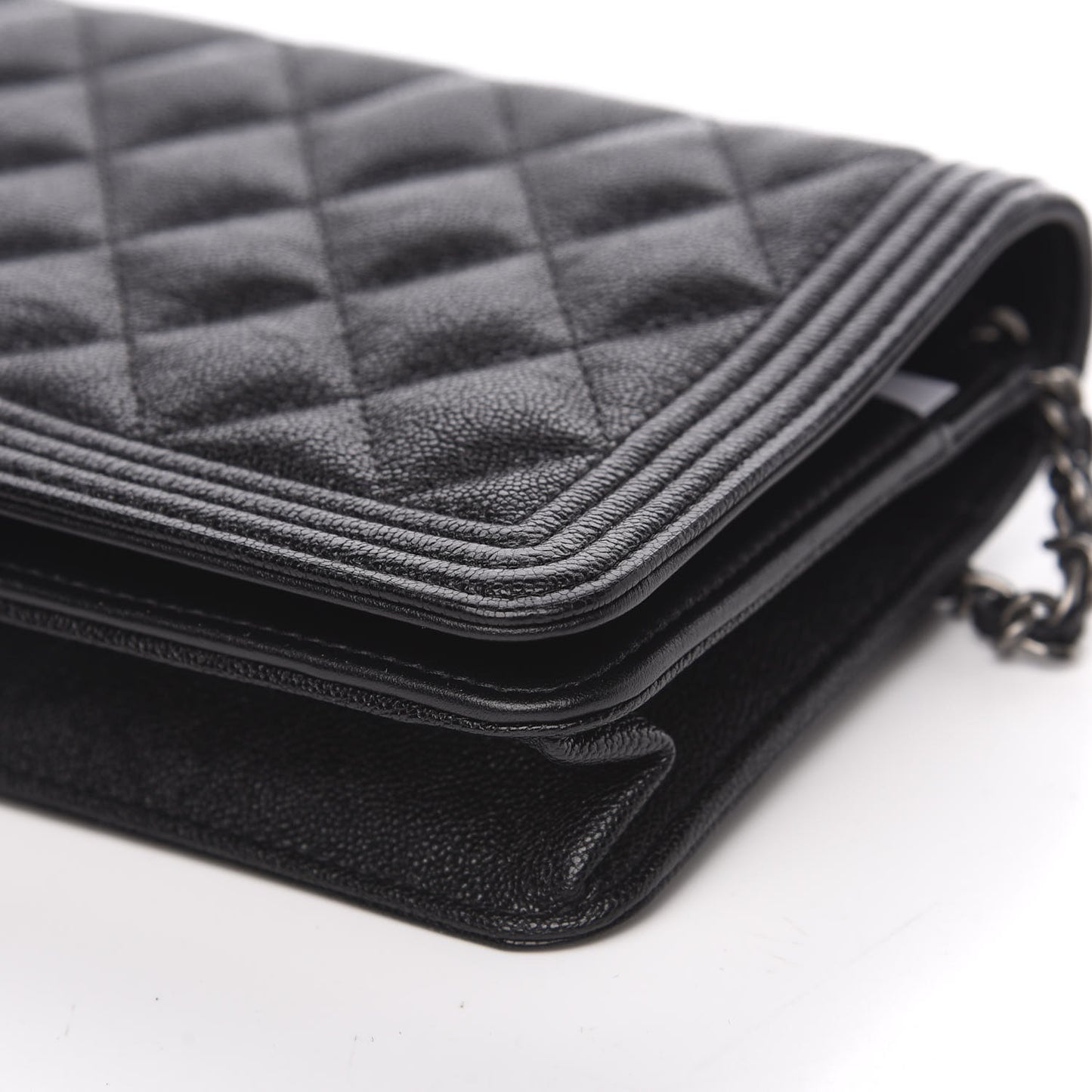 Caviar Quilted Boy Wallet On Chain WOC Black