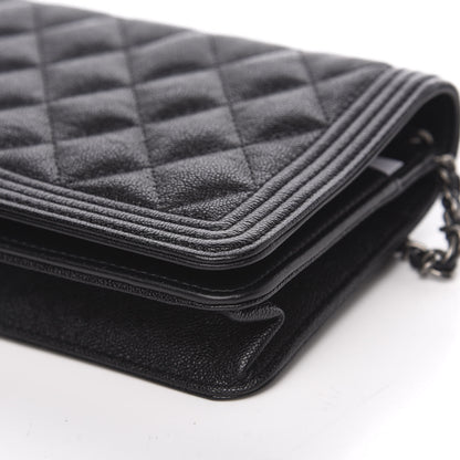 Chanel Caviar Quilted Boy Wallet On Chain WOC Black 10 of 11