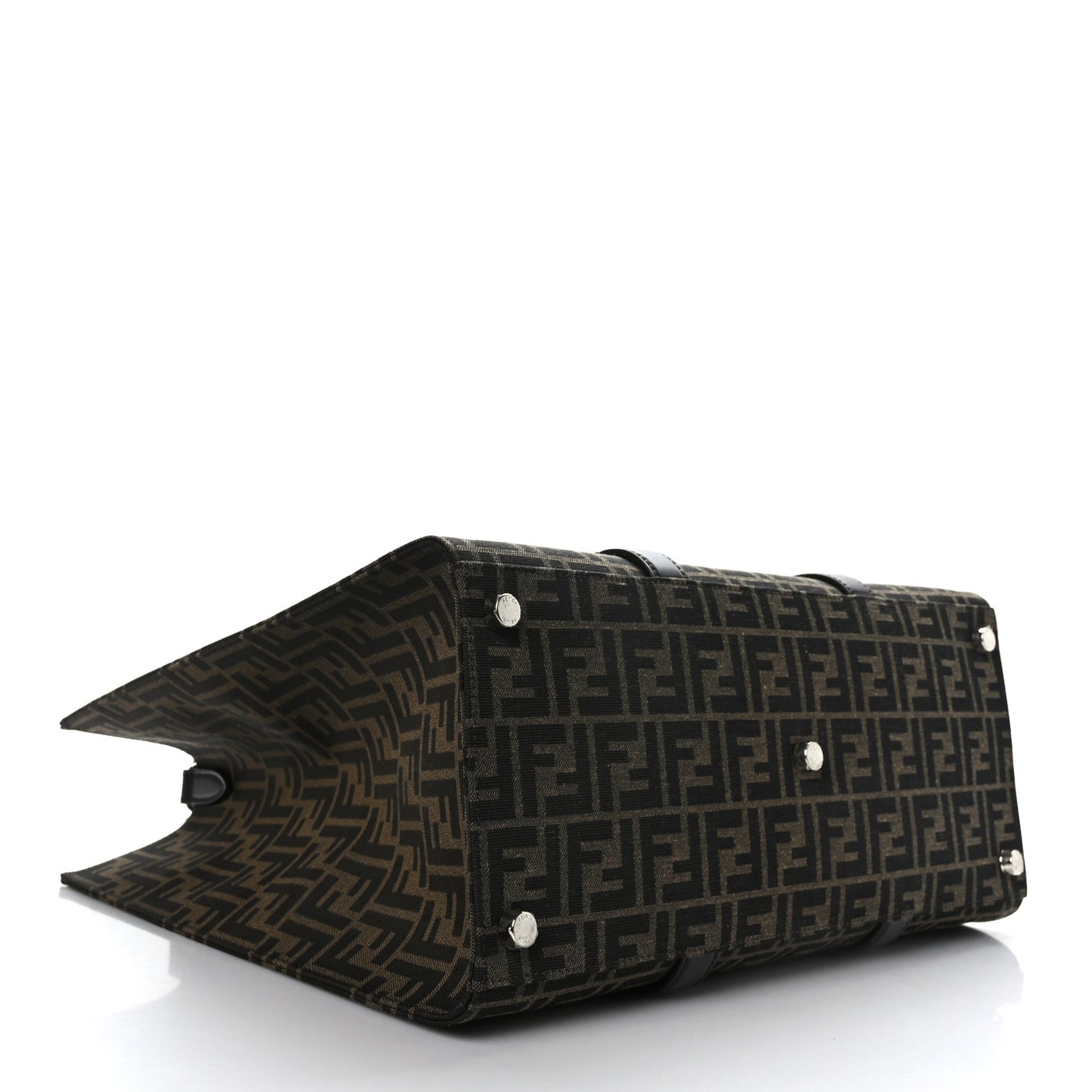 Recycled Fabric Jacquard Vitello Astro FF 1974 Shopping Tote Tobacco Moro Ebano