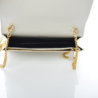 Saint Laurent Calfskin Star Print Monogram Kate Tassel Chain Wallet White Gold 6 of 11