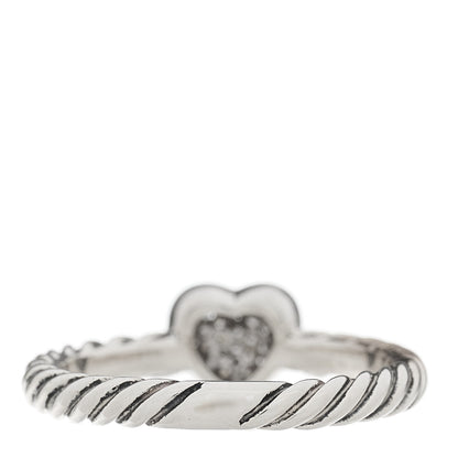 David Yurman Sterling Silver Diamond Cable Classics Heart Ring 48 4.5 3 of 5
