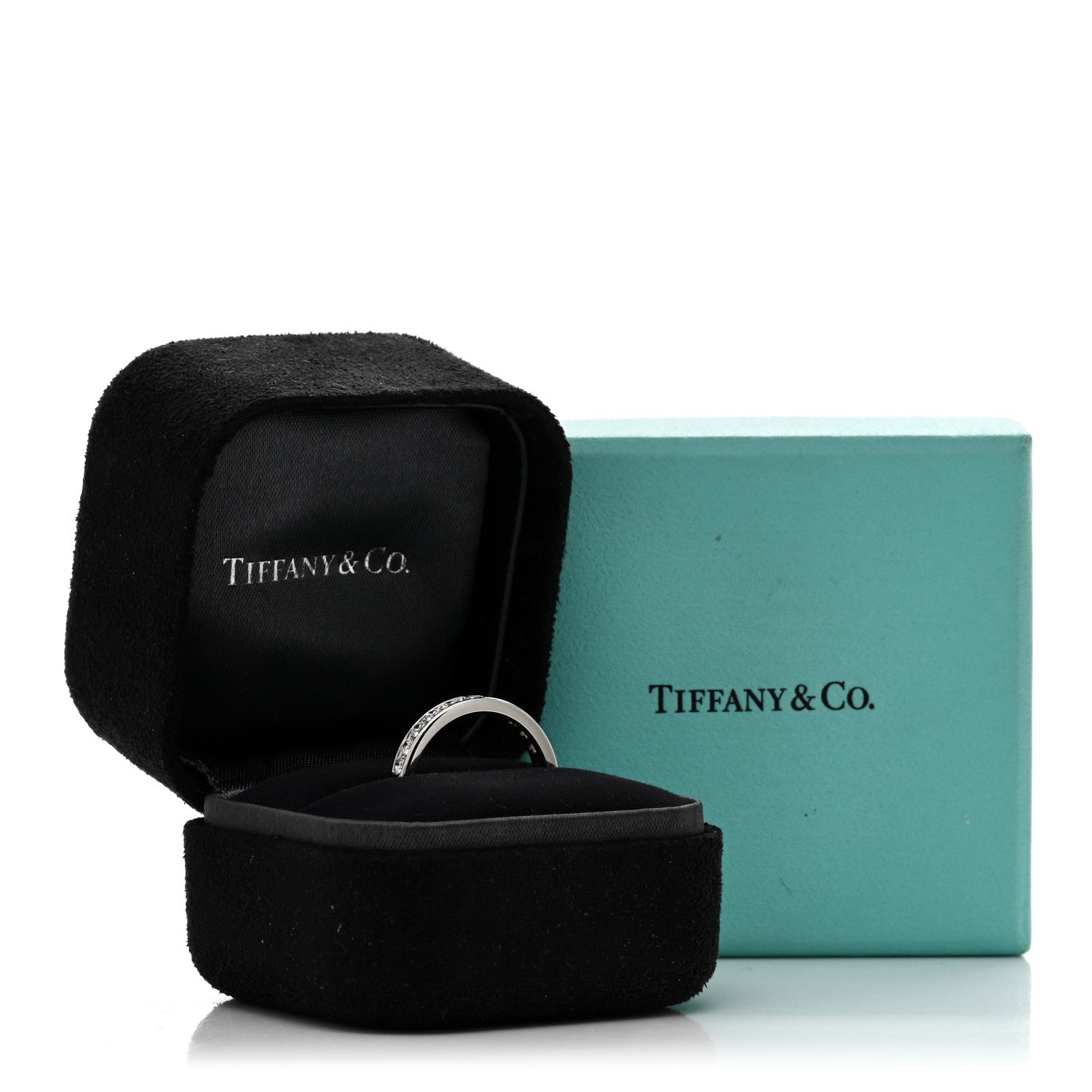 Tiffany Platinum Diamond 3mm Half Circle Wedding Band Ring 53 6.25 5 of 5