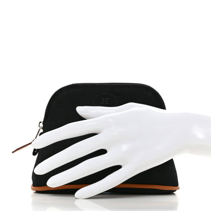 Hermes Cotton Canvas Mini Mini Bolide Travel Cosmetic Pouch Black 2 of 7