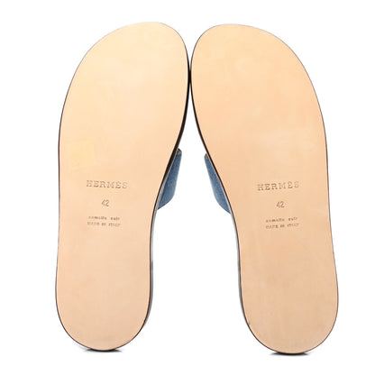 Hermes Denim Canvas Mens Izmir Sandals 42 Bleu Clair 4 of 4