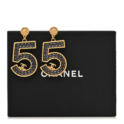 Chanel Metal Enamel CC No 5 Rope Drop Earrings Gold Denim Blue 5 of 5