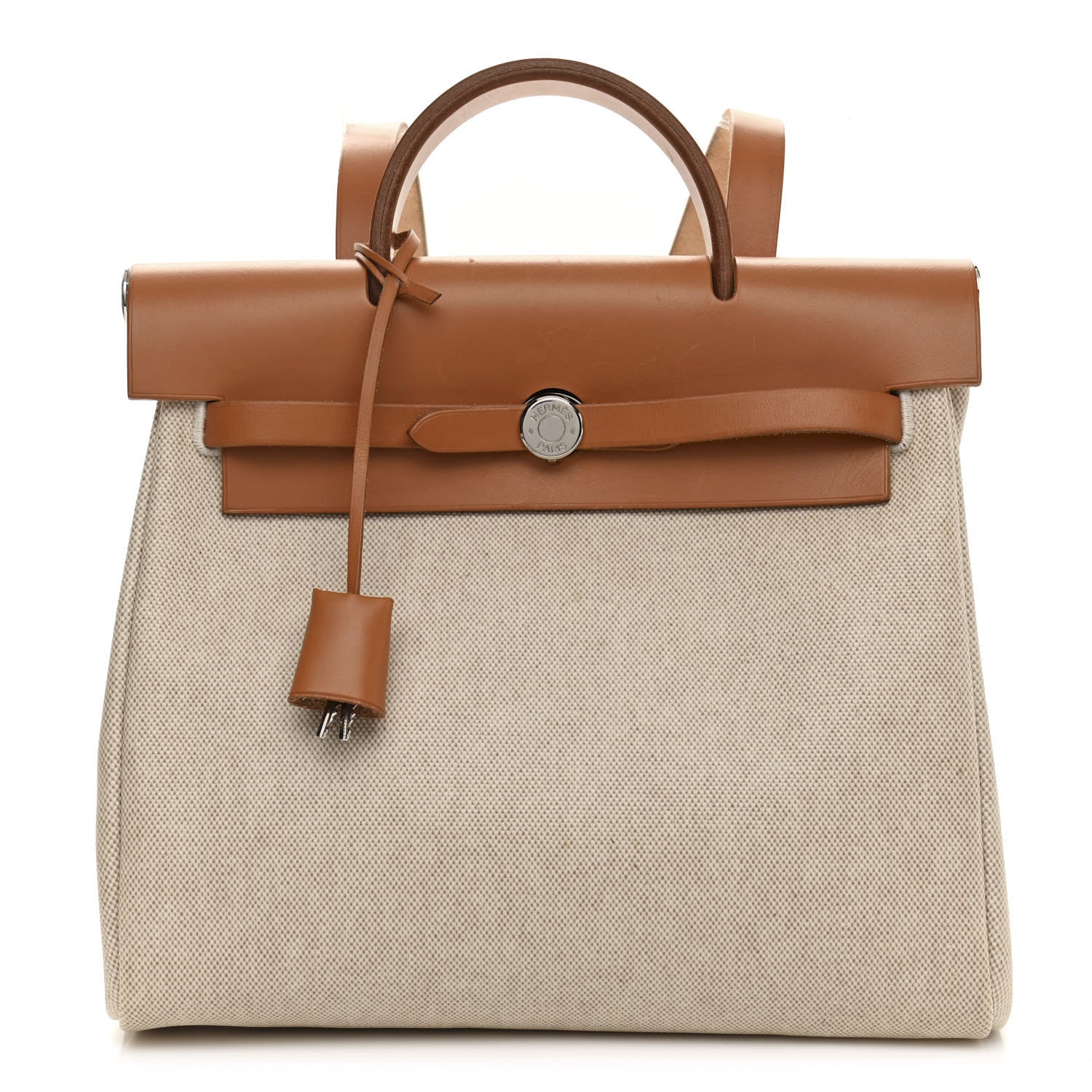 Hermes Toile Vache Calfskin Herbag 30 PM Backpack Natural 1 of 12