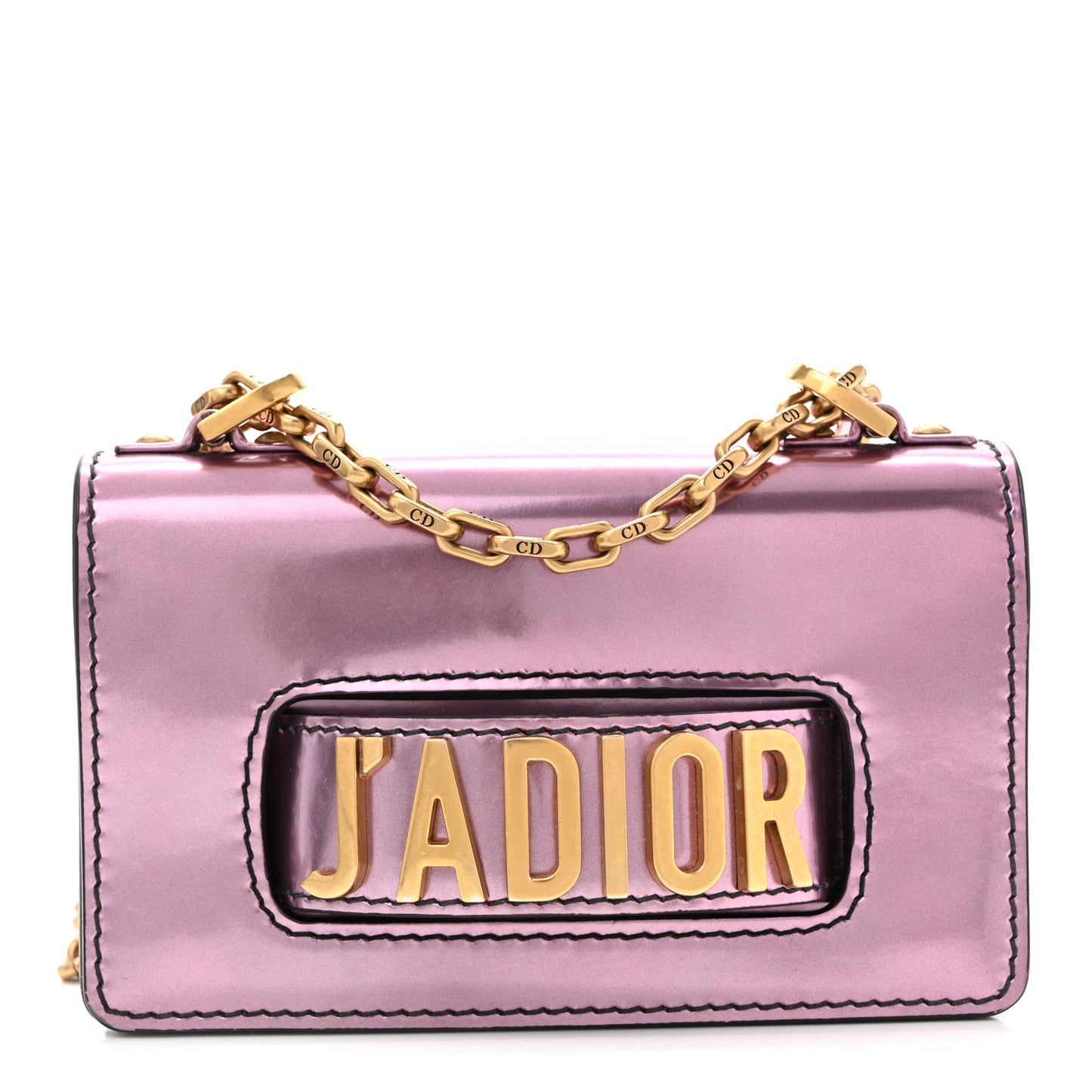 Metallic Calfskin J'Adior Mini Chain Flap Bag Pink