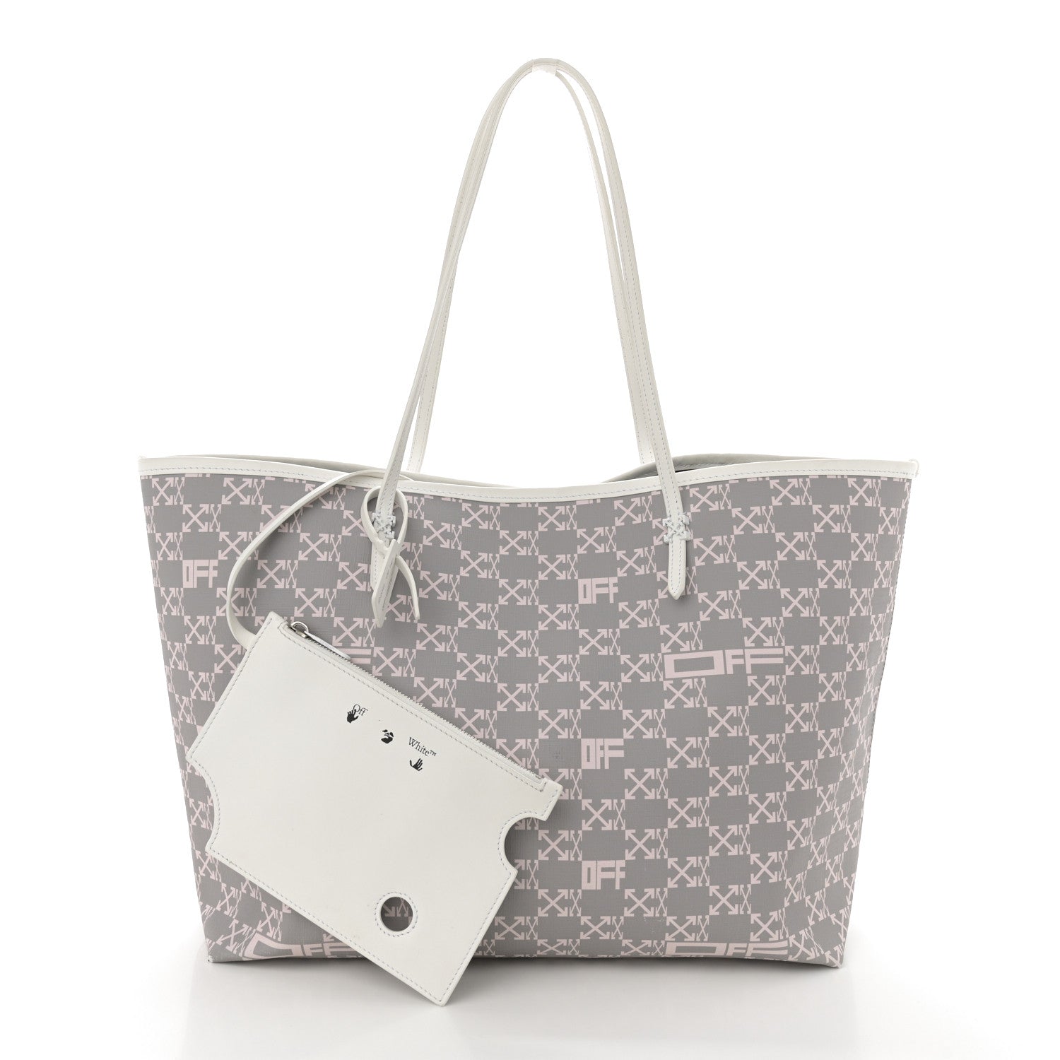 Off-White Coated Canvas Arrow Print Day Off Tote Bag White 1610341
