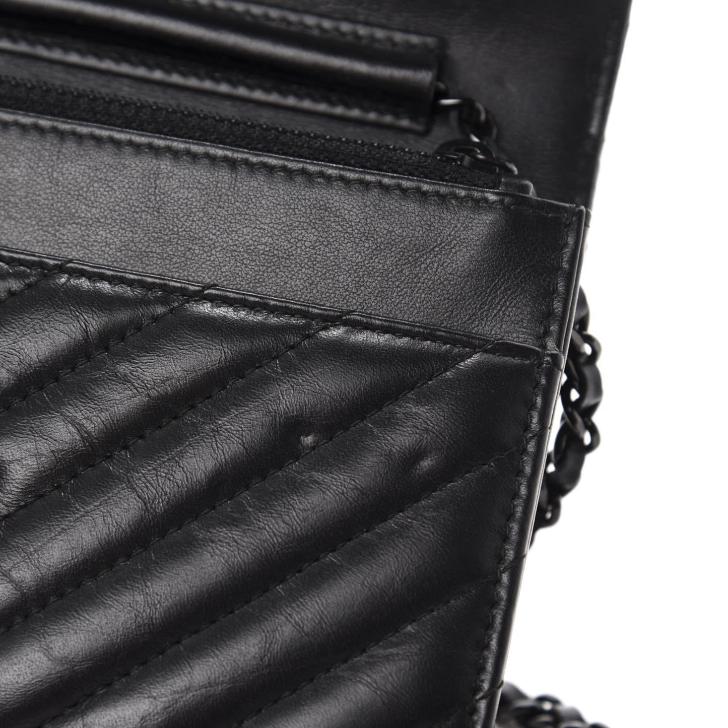 Aged Calfskin Chevron Quilted Reissue Wallet On Chain WOC So Black