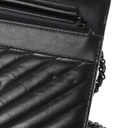 Chanel Aged Calfskin Chevron Quilted Reissue Wallet On Chain WOC So Black 9 of 14