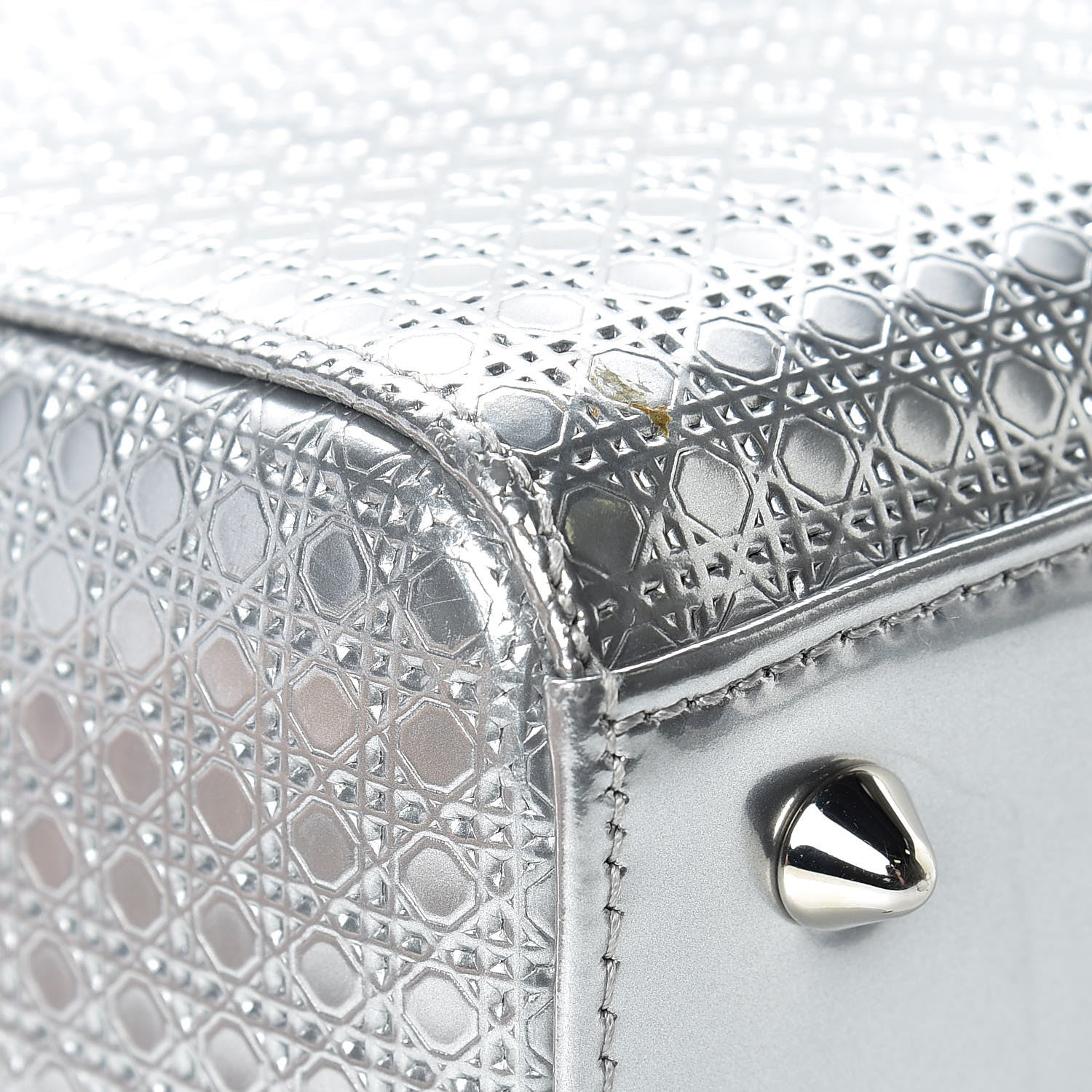 Christian Dior Metallic Patent Micro-Cannage Medium Lady Dior Silver 13 of 17