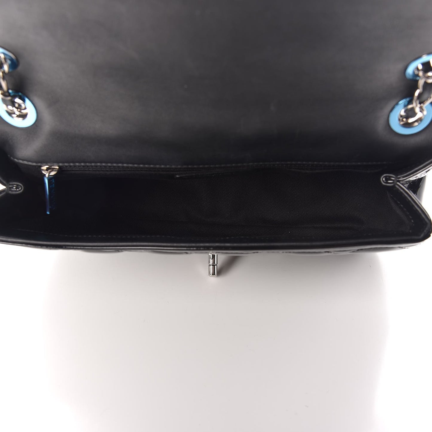 Patent Quilted Large Coco Shine Flap Black