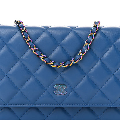 Chanel Lambskin Quilted Wallet On Chain WOC Dark Blue Pink 9 of 12