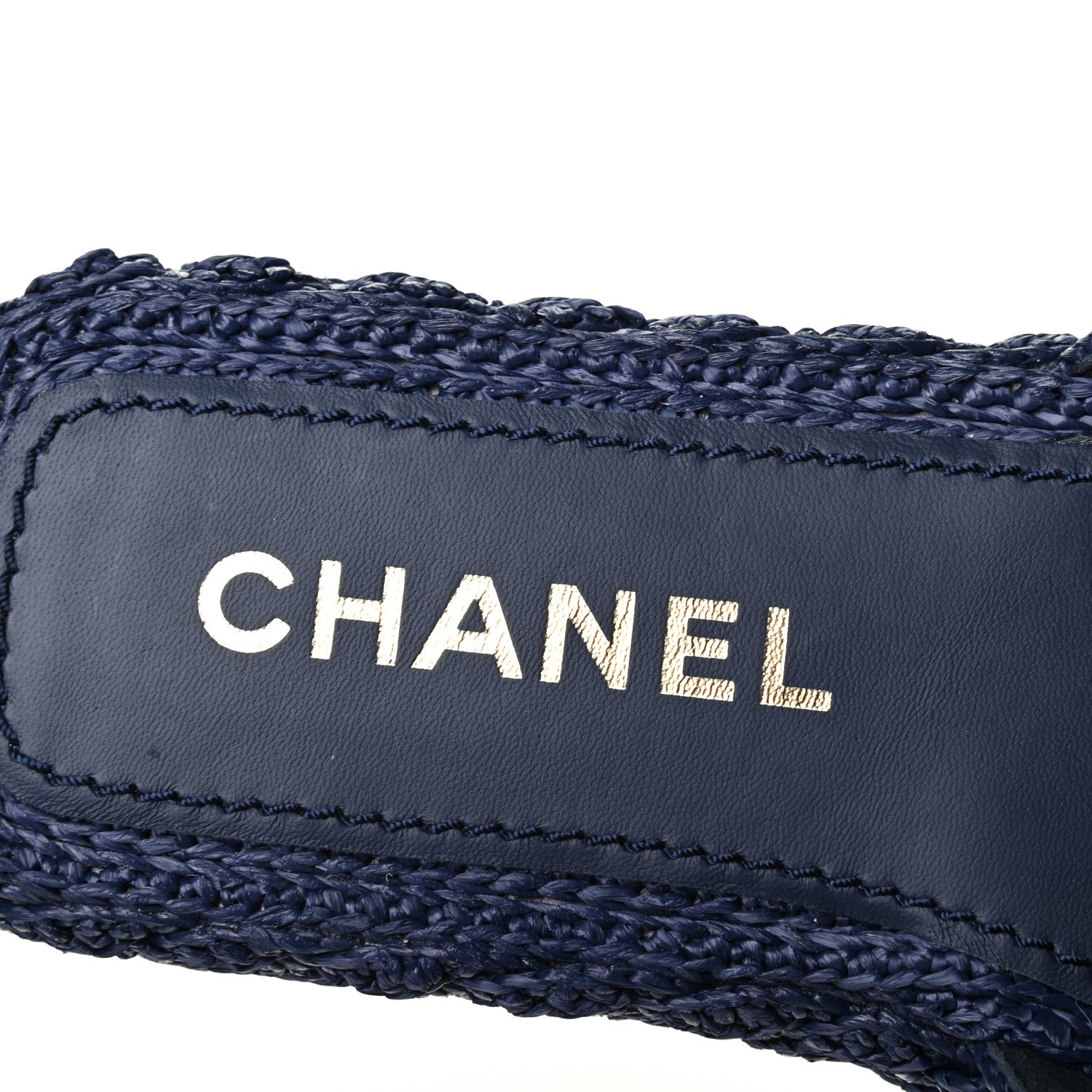Chanel Braided Cord CC Mules 38 Navy Blue 7 of 9