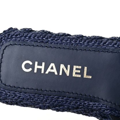 Chanel Braided Cord CC Mules 38 Navy Blue 7 of 9