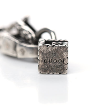 Gucci Sterling Silver Rock Crystal Textured G-Cube Pendant Necklace 5 of 6