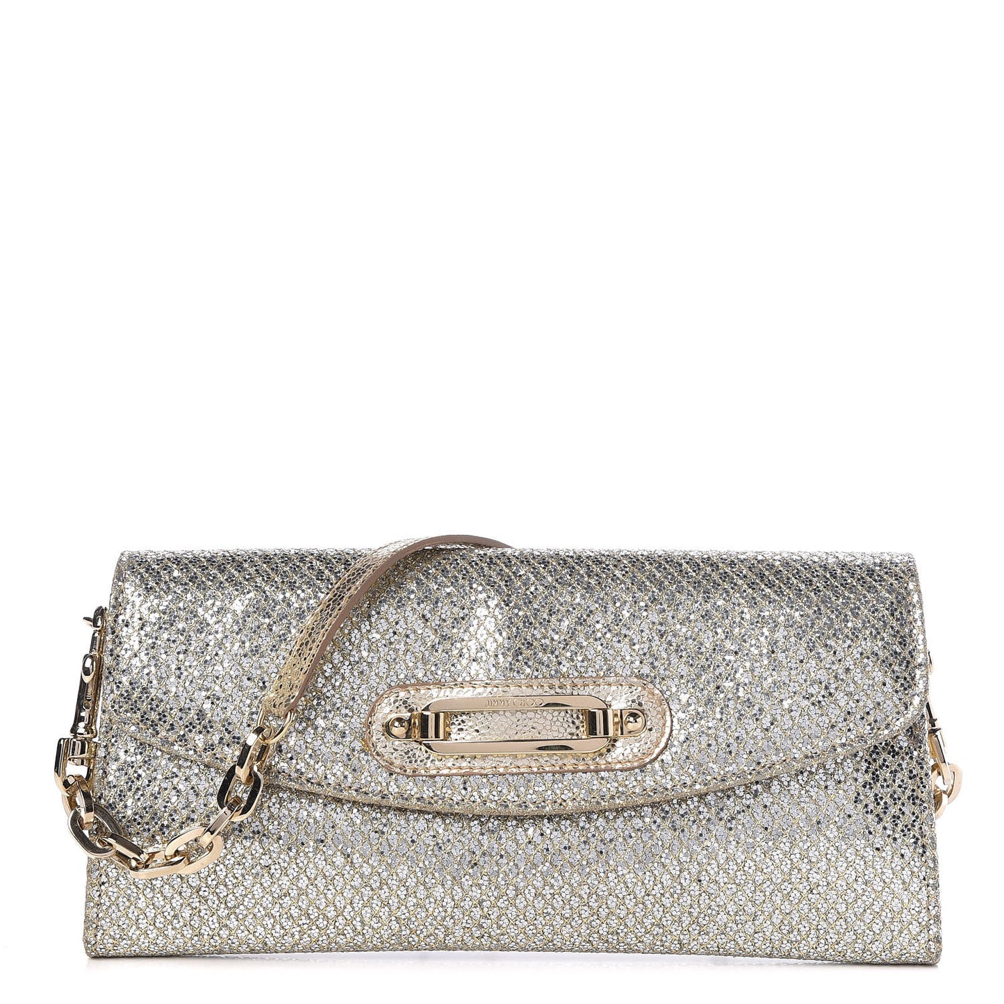 Glitter Fabric Large Riane Clutch Champagne