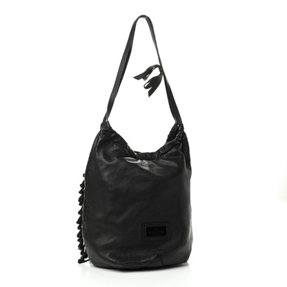 Valentino Garavani Lambskin Rockstud Fringe Bucket Black 2 of 7
