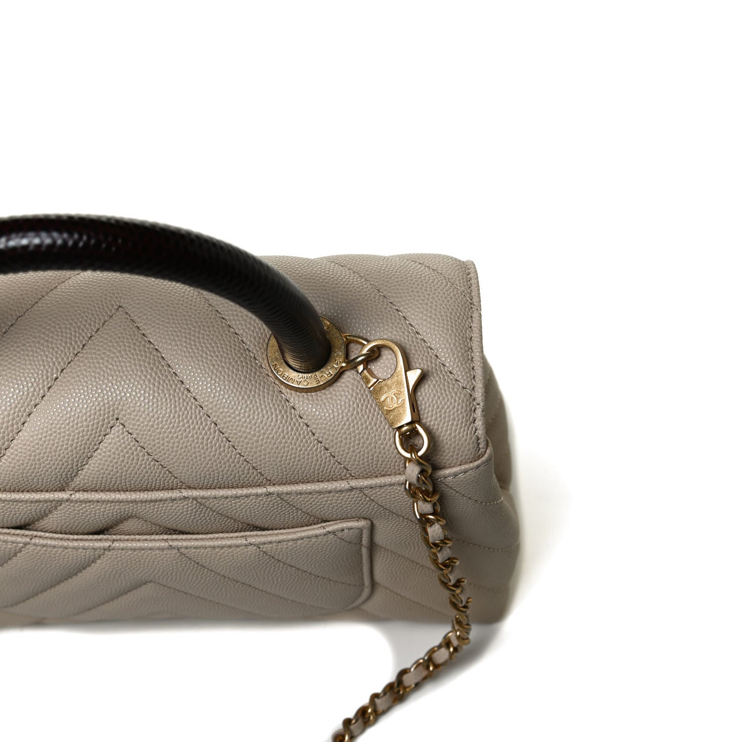 Chanel Caviar Lizard Chevron Quilted Mini Coco Handle Flap Ivory 10 of 13