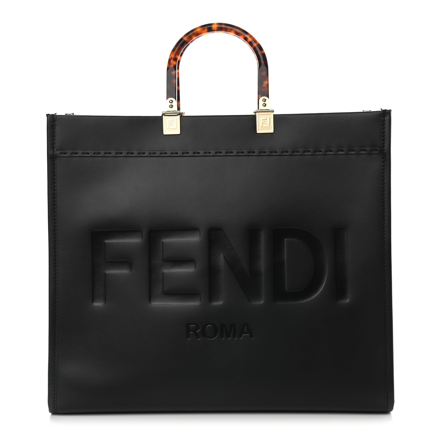 Vitello King Plexiglass Large Fendi Sunshine Shopper Tote Black