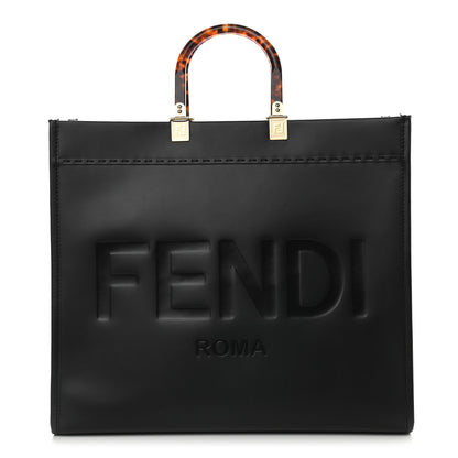 Fendi Vitello King Plexiglass Large Fendi Sunshine Shopper Tote Black 1 of 8