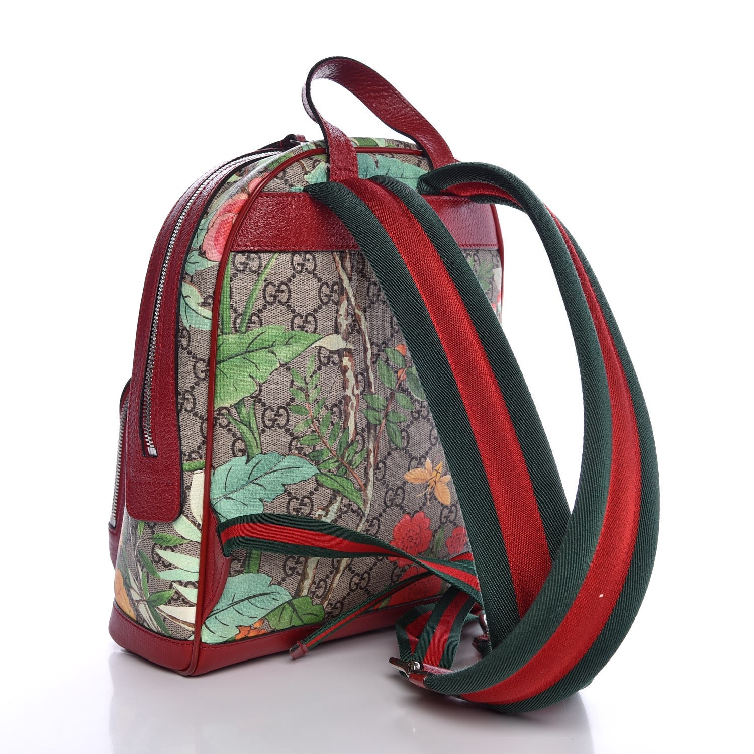 Gucci GG Supreme Monogram Tian Web Small Day Backpack Beige Multicolor Red 3 of 8