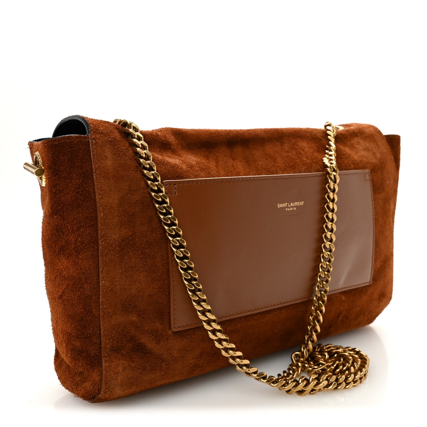 Calfskin Crocodile Embossed Suede Medium Reversible Monogram Kate Satchel Military Taupe